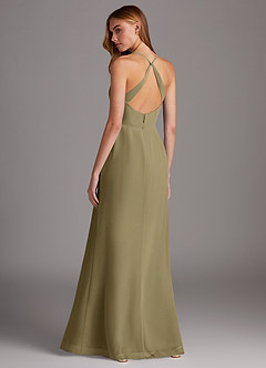Azazie Manila Bridesmaid Dresses Moss Green Sheath V-Neck Chiffon Dress image2