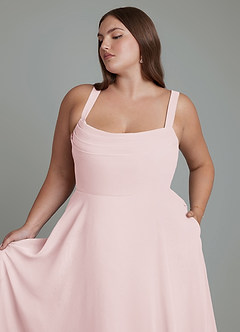 Azazie Shaude Abiti da Damigella Abito A-Line in Chiffon Plissettato Rosa Rossore image6