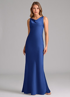 Azazie Allettie Bridesmaid Dresses Royal Blue Mermaid Stretch Satin Dress image6