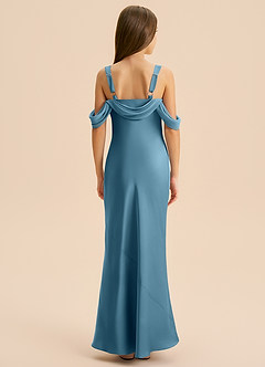 Azazie Bellalina Junior Syrena Pofałdowany Satyna elastyczna Długość podłogi Młodsza druhna Sukienka image2