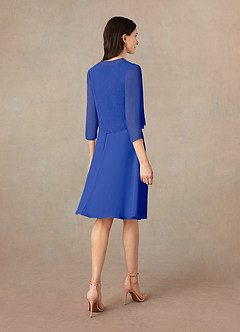 Azazie Klaus Kleider für die Brautmutter A-Linie Pailletten Schaufel Chiffon Kleid Königsblau image2