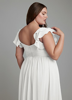 Azazie Anaya Vestidos de damas de honor Vestido Blanco de Gasa de Línea A con Escote corazón image2