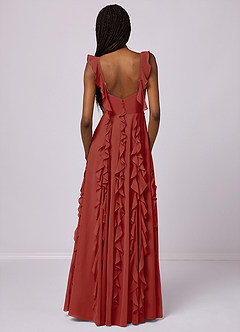 Barbie ♥ Azazie Bridesmaid Dresses Terracotta A-Line with Pockets Chiffon Dress image6