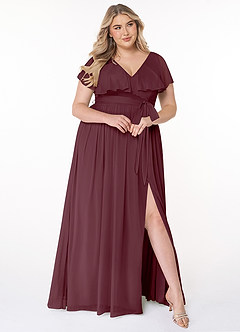 Azazie Jael Abiti da Damigella Abito A-Line in Maglia con Scollo a V Cabernet image9