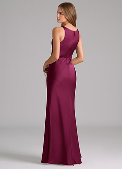 Azazie Allettie Bridesmaid Dresses Red Plum Mermaid Stretch Satin Dress image2