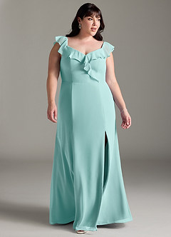 Azazie Sophie Bridesmaid Dresses Aqua A-Line Off the Shoulder Chiffon Convertible Dress image9