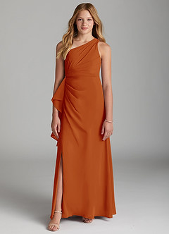 Azazie Maive Junior Paprika A-Line Pleated Chiffon Dress image2