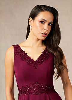 Azazie Devana Mère de la mariée Robes Robe Trapèze en Mousseline de soie Sequins Bourgogne image5