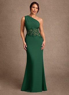 Azazie Kathie vestidos de madre de la novia Vestido de Verde Oscuro de Gasa de Corte Sirena con Encaje image1