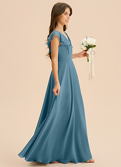 Azazie Anysa Junior Bermuda A-Line Ruched Chiffon Dress image4