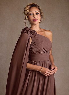 Azazie Lancaster Mère de la mariée Robes Robe Trapèze en Mousseline de soie Ue épaule Expresso image4