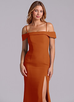 Azazie Luciana Robes de demoiselle d'honneur Robe Fourreau Convertible en Mousseline de soie Épaule décolletée Paprika image7