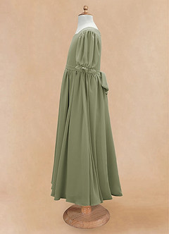 Azazie Joss Flower Girl Dresses Pistachio A-Line with Sleeves Chiffon Dress image8