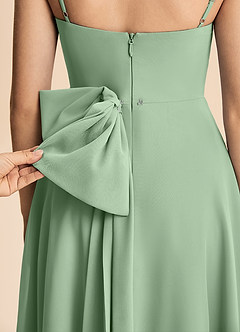 Azazie Bear Junior Jurk van Chiffon met A-Lijn Geplooid Matcha image8