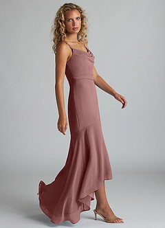 Azazie Summer Final Sale Desert Rose Mermaid Scoop Cowl Chiffon Dress image3