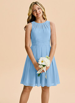 Azazie Bibiane Junior Powder Blue A-Line Pleated Chiffon Dress image1