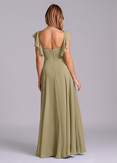 Azazie Leilani Bridesmaid Dresses Moss Green A-Line Pleated Chiffon Dress image2