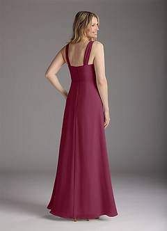 Azazie Weisz Mother of the Bride Dresses Mulberry A-Line Square Neckline Pleated Chiffon Dress image5