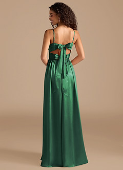 Azazie Zeya Robes de demoiselle d'honneur Robe Trapèze en Satiné métallisé Plissée Vert Foncé image2