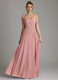 Azazie Elita Bridesmaid Dresses Dusty Rose A-Line Pleated Chiffon Dress image4