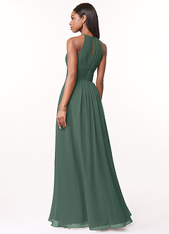 Azazie Bonnie Bridesmaid Dresses Sea Moss A-Line Keyhole Ruched Chiffon Dress image2