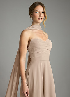 Azazie Ayla Abiti da Damigella Abito A-Line in Chiffon Scollo a Cuore Taupe image6