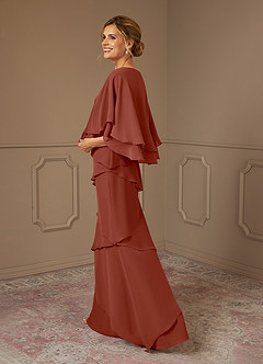 Azazie OHara Abiti per la Madre della Sposa Abito A-Line in Chiffon con Scollo a V Auburn image2