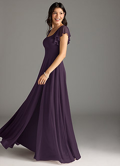 Azazie Bondi Final Sale Plum A-Line Ruched Mesh Dress image7