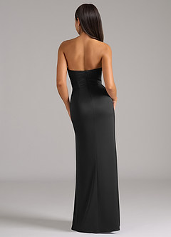 Azazie Marla Bridesmaid Dresses Black Sheath Strapless Stretch Satin Convertible Dress image6