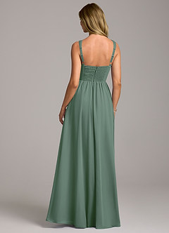 Azazie Rosaline Bridesmaid Dresses Eucalyptus A-Line Side Slit Chiffon Dress image6