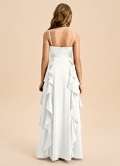 Azazie Peyton Junior White A-Line Pleated Stretch Satin Dress image3