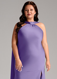 Azazie Kinsley Bridesmaid Dresses Tahiti Mermaid Side Slit Stretch Satin Dress image13