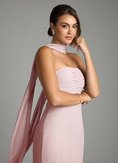 Azazie Saylor Brudtärnklänningar Klä av Sjöjungfru i Chiffong Axelbandslös Rodnande Rosa image2