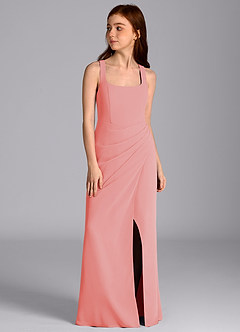 Azazie Mero Junior Coral Mermaid Pleated Chiffon Dress image5