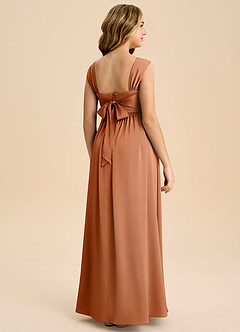 Azazie Hattie Junior Copper A-Line Pleated Stretch Satin Dress image7