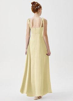 Azazie Rosey Junior A-Linie Herzausschnitt Stretch-Satin Kleid Zitronensorbet image2