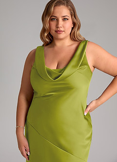 Azazie Rylina Bridesmaid Dresses Lemongrass Mermaid Stretch Satin Dress image12