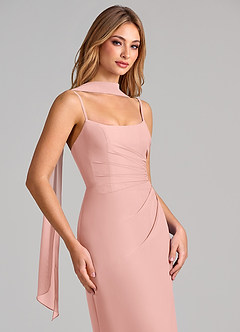 Azazie Calandra Bridesmaid Dresses Rosette Sheath Pleated Chiffon Dress image6