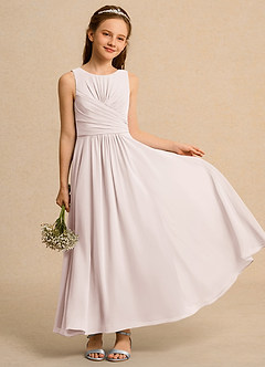 Azazie Ducky Junior Formal Flower Girl Klänningar Klä A-Line i Chiffong Plisserad image1