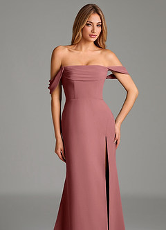 Azazie Riley Robes de demoiselle d'honneur Robe Fourreau Convertible en Mousseline de soie Épaule décolletée Améthyste image2