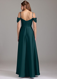 Azazie Marley Bridesmaid Dresses Pine A-Line Off the Shoulder Stretch Satin Convertible Dress image5