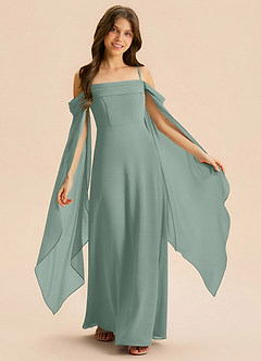 Azazie Moana Junior Silver Sage A-Line Pleated Chiffon Dress image2