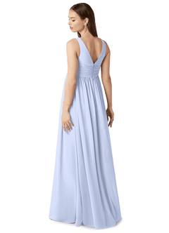 Azazie Yetta Maternity Bridesmaid Dresses A-Line V-Neck Gathered Chiffon Floor-Length Dress image5