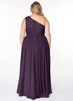 Azazie Demi Bridesmaid Dresses Plum A-Line One Shoulder Chiffon Dress image12