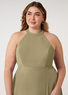 Azazie Clarice Bridesmaid Dresses Moss Green A-Line Halter Chiffon Dress image13
