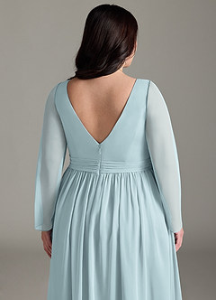 Azazie Teton Maternity Bridesmaid Dresses A-Line Long Sleeve Chiffon Floor-Length Dress image13
