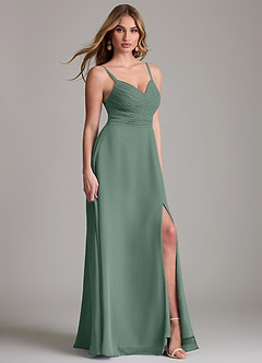 Azazie Terese Bridesmaid Dresses Sea Moss A-Line Pleated Chiffon Dress image3