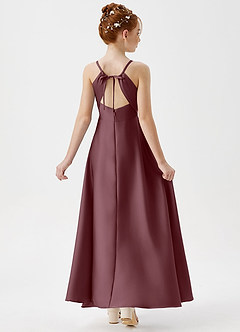 Azazie Avelina Junior Sangria A-Line Pleated Stretch Satin Dress image2