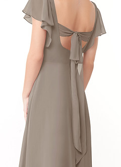 Azazie Syenna Bridesmaid Dresses Taupe A-Line Ruched Chiffon Dress image3