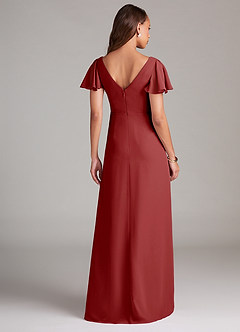 Azazie Soren Bridesmaid Dresses Rust A-Line Ruched Chiffon Dress image2